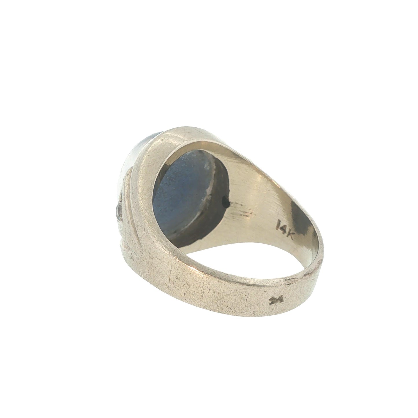 Vintage 14K White Gold Star Sapphire & Diamond Gypsy Ring
