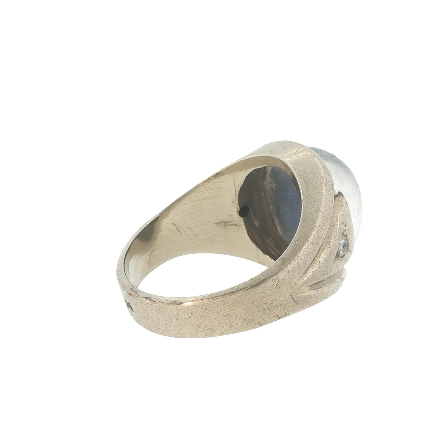 Vintage 14K White Gold Star Sapphire & Diamond Gypsy Ring
