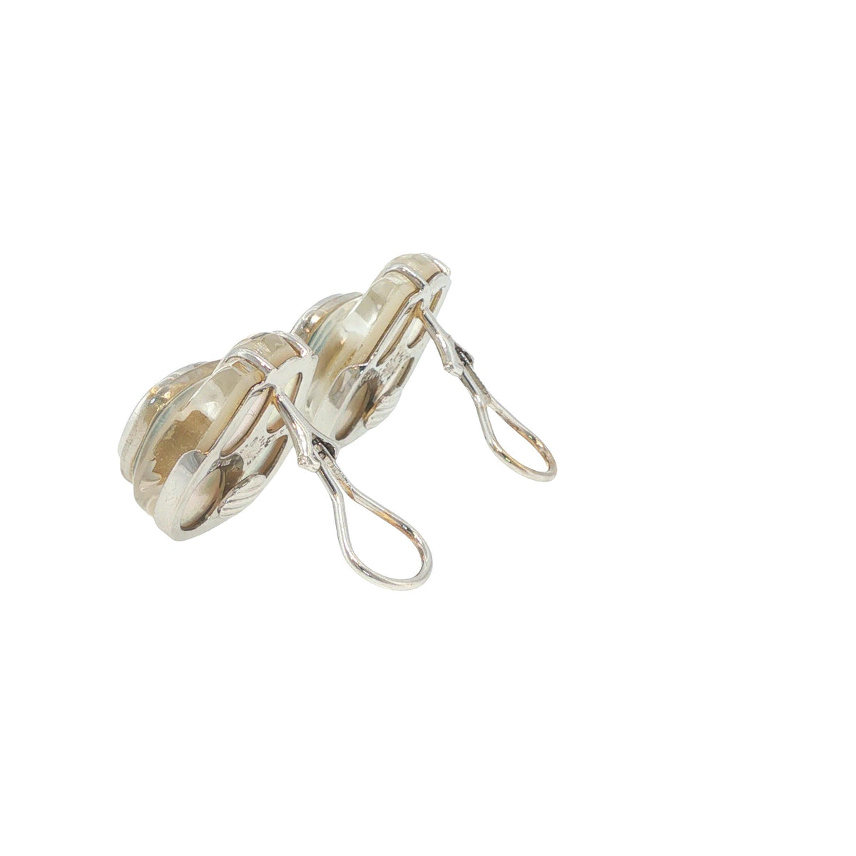 Seaman Schepps 18K White Gold Aquamarine & Rock Crystal Earrings