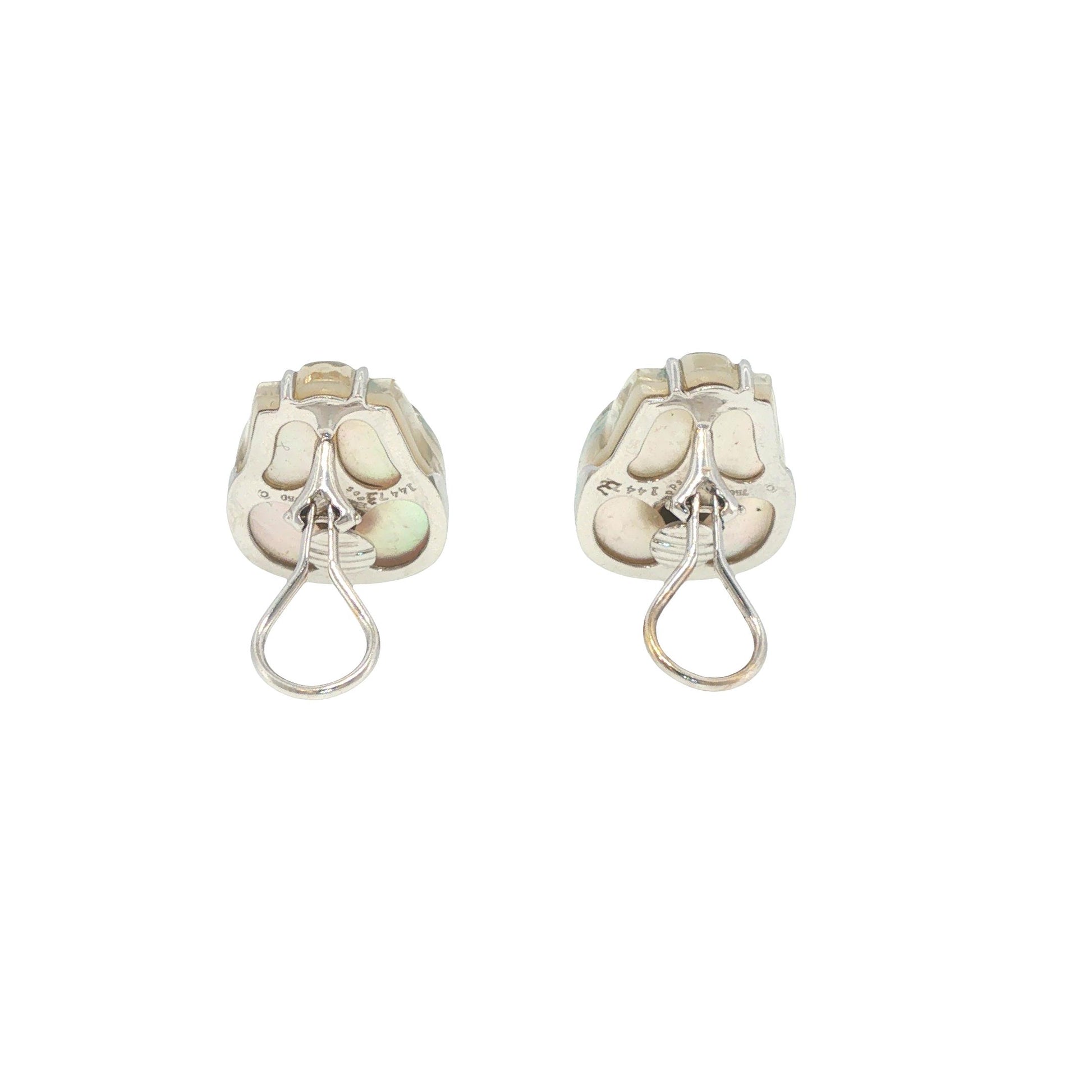 Seaman Schepps 18K White Gold Aquamarine & Rock Crystal Earrings
