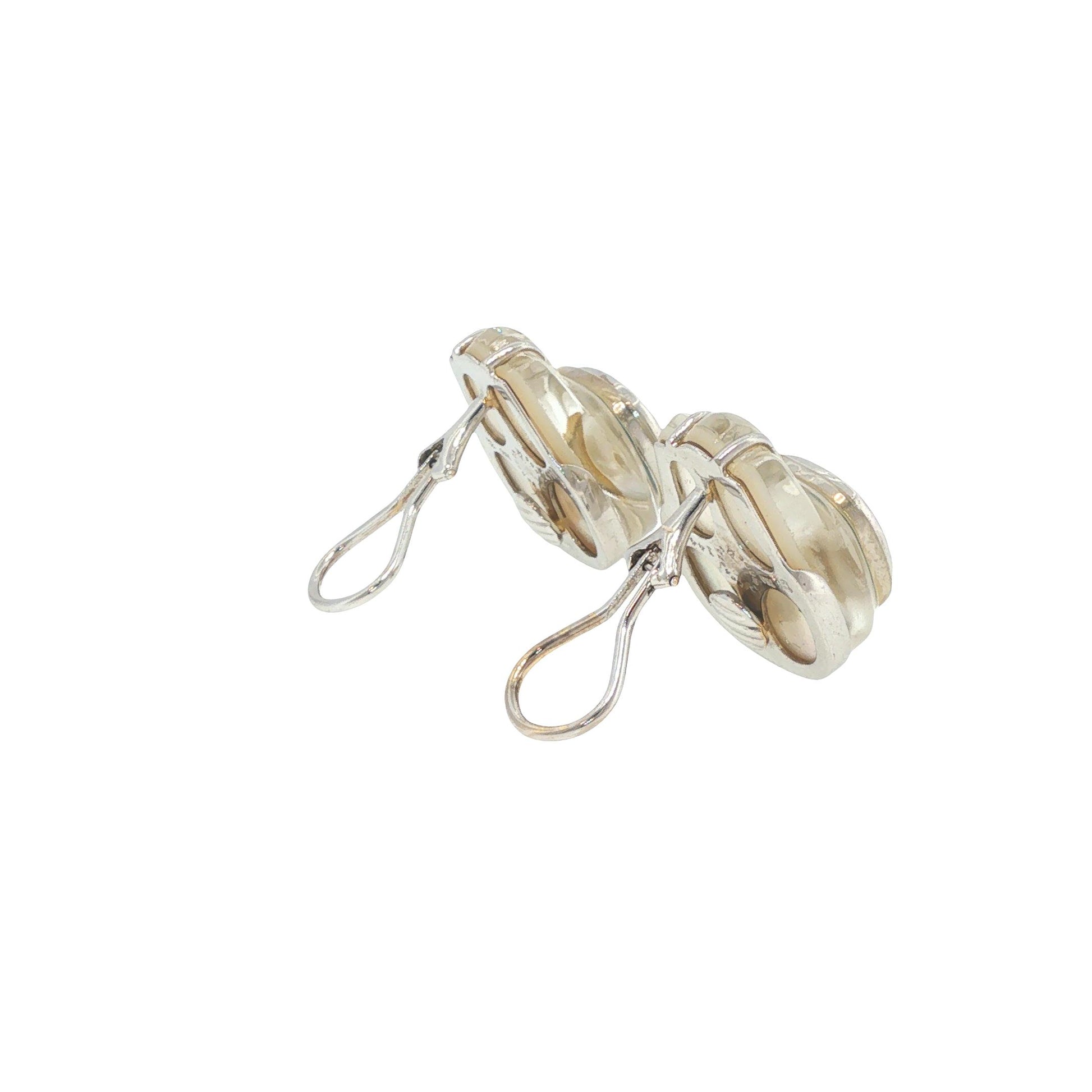 Seaman Schepps 18K White Gold Aquamarine & Rock Crystal Earrings
