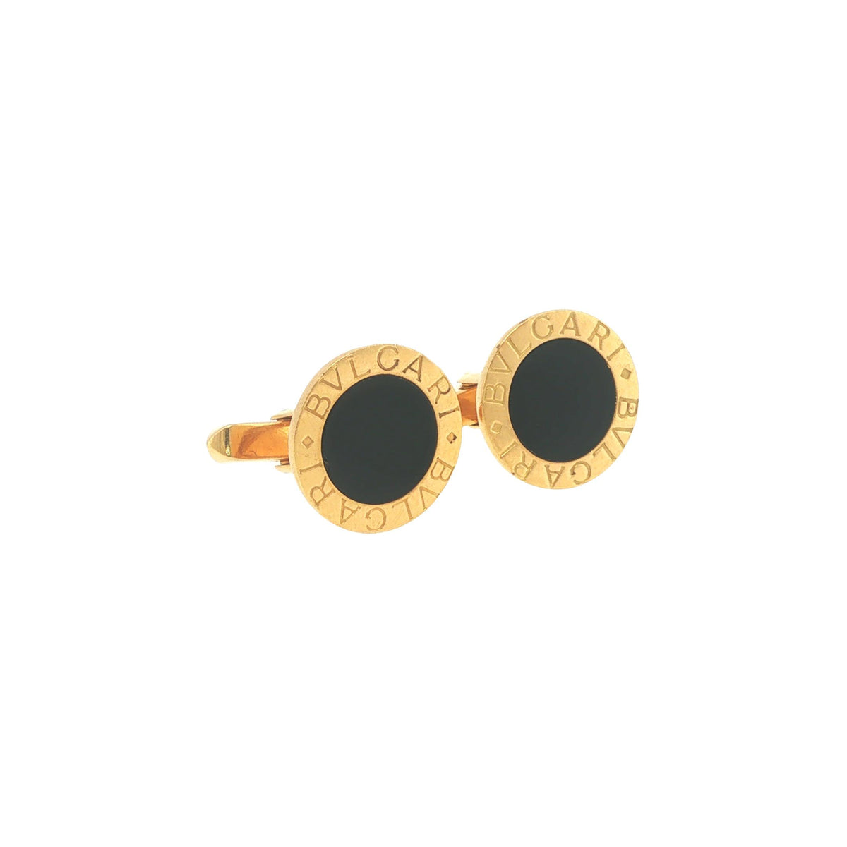 Bulgari 18K Gold & Black Onyx Circular Cufflinks