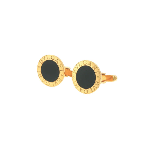 Bulgari 18K Gold & Black Onyx Circular Cufflinks