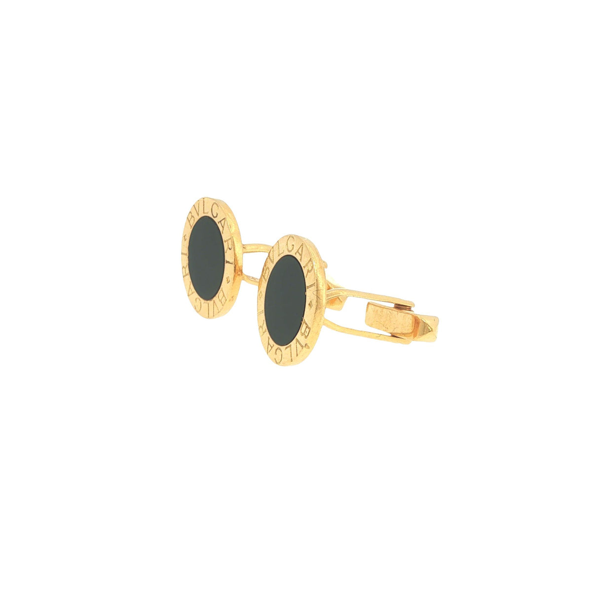 Bulgari 18K Gold & Black Onyx Circular Cufflinks