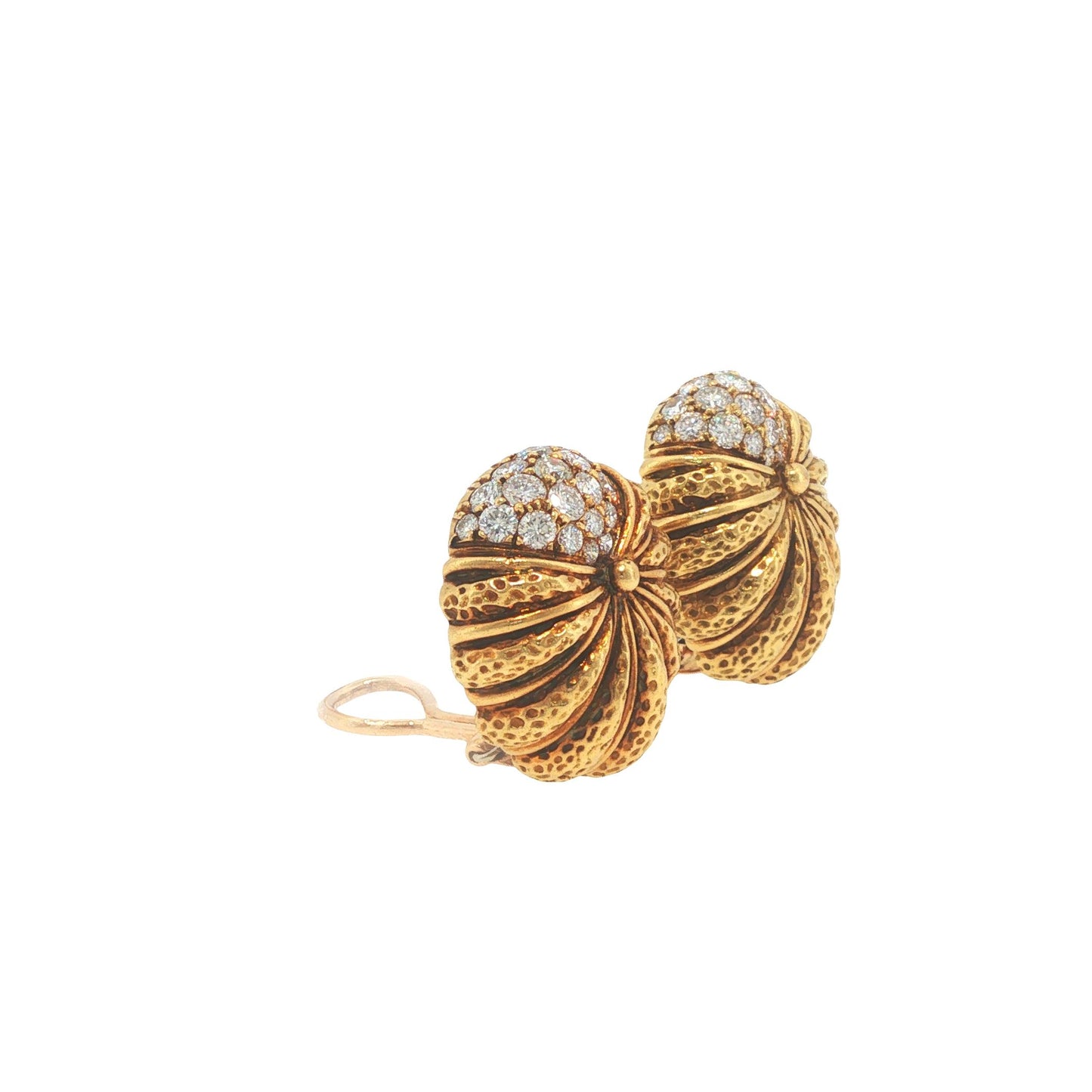 Vintage Tiffany & Co. 18K Gold 2.40 Carat Diamond Scallop Shell Earrings