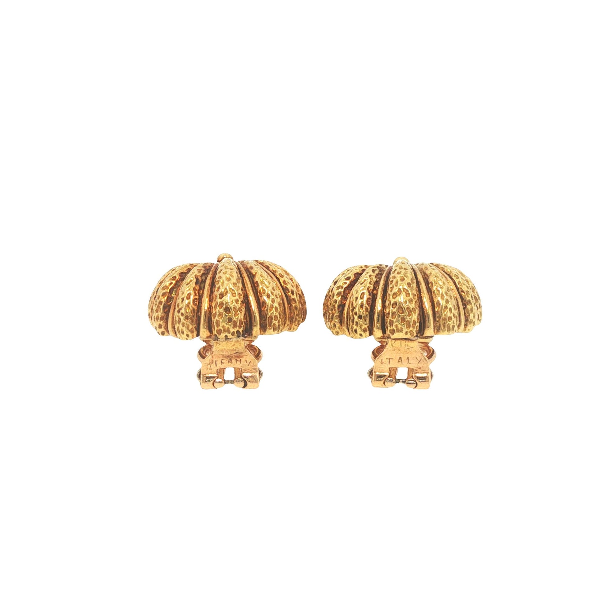 Vintage Tiffany & Co. 18K Gold 2.40 Carat Diamond Scallop Shell Earrings