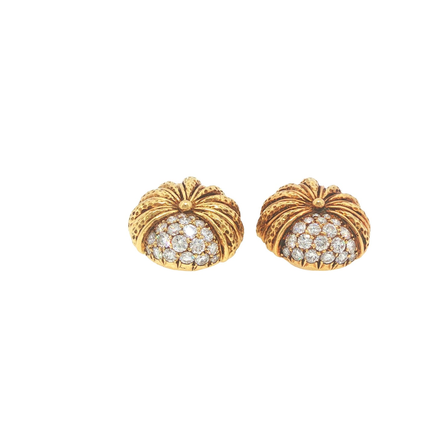 Vintage Tiffany & Co. 18K Gold 2.40 Carat Diamond Scallop Shell Earrings
