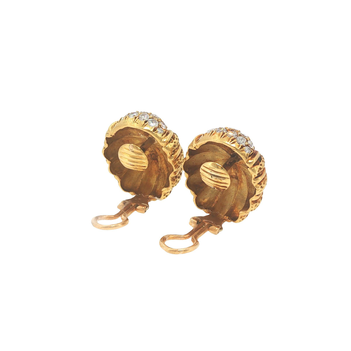 Vintage Tiffany & Co. 18K Gold 2.40 Carat Diamond Scallop Shell Earrings