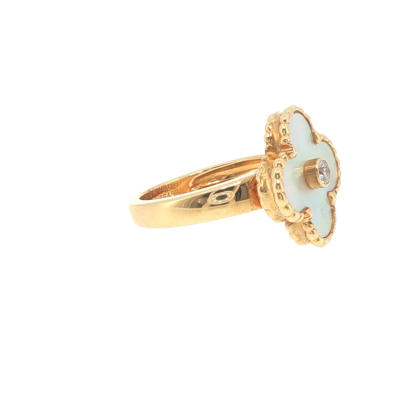 VCA 18K Gold  Alhambra Pearl Diamond Ring