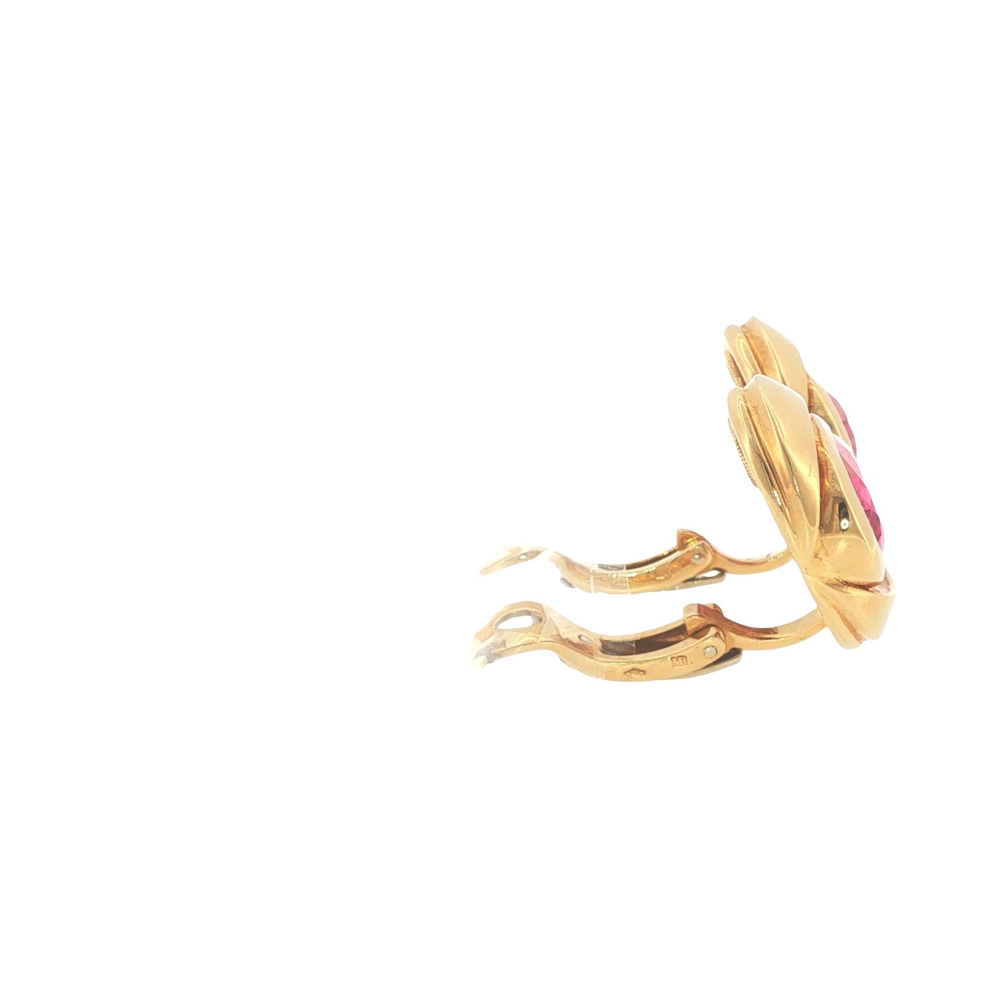 Marina B. 18K Gold Oval Pink Tourmaline Earrings