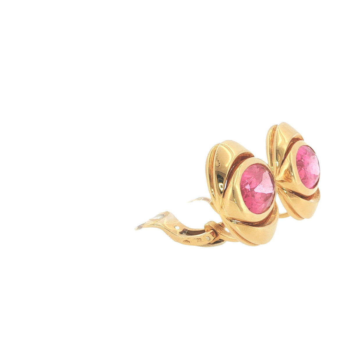 Marina B. 18K Gold Oval Pink Tourmaline Earrings