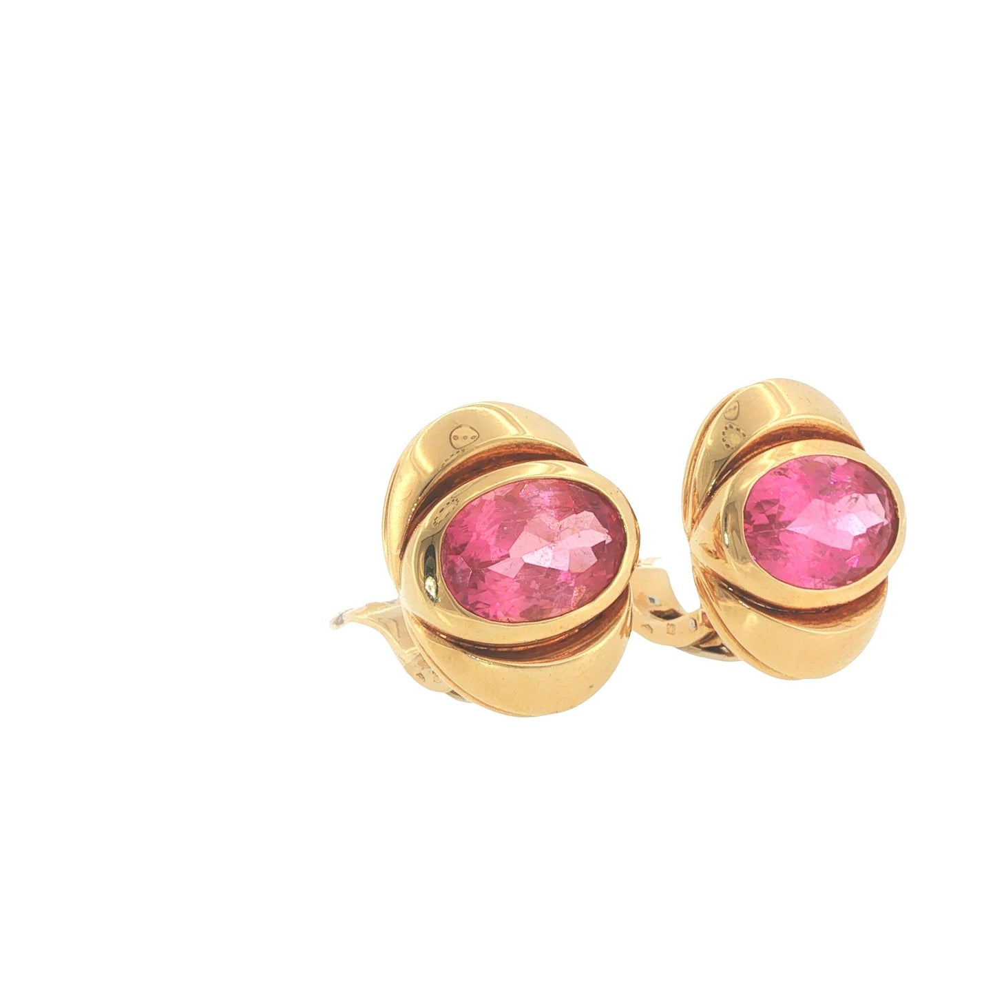 Marina B. 18K Gold Oval Pink Tourmaline Earrings