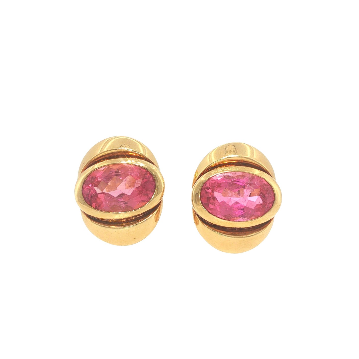 Marina B. 18K Gold Oval Pink Tourmaline Earrings