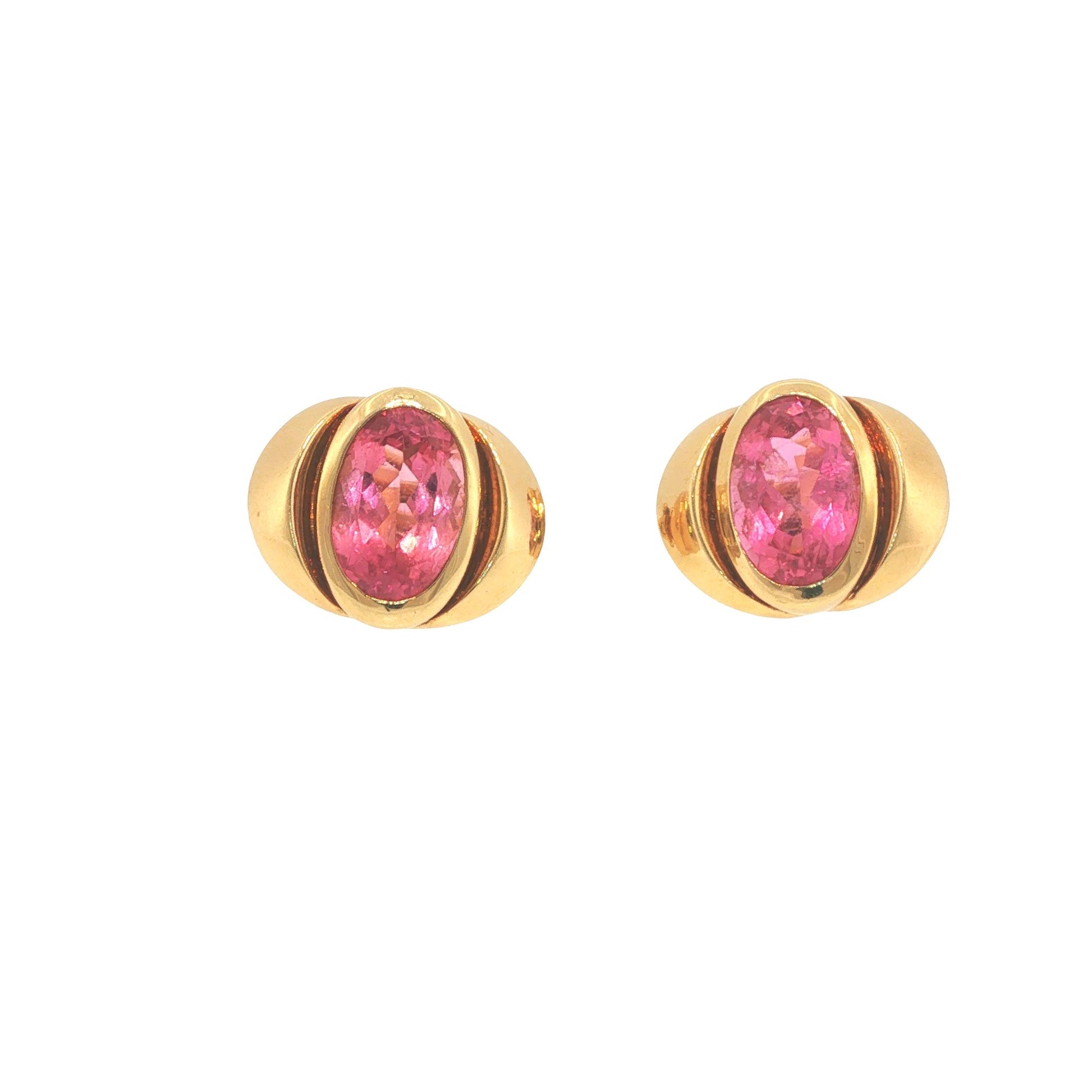 Marina B. 18K Gold Oval Pink Tourmaline Earrings
