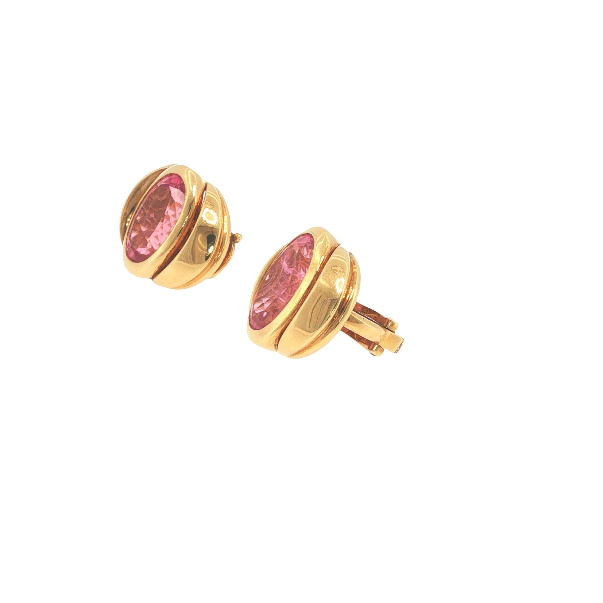 Marina B. 18K Gold Oval Pink Tourmaline Earrings