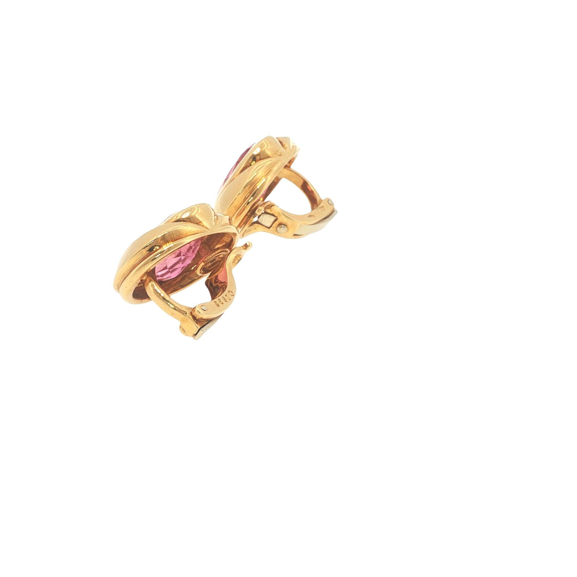 Marina B. 18K Gold Oval Pink Tourmaline Earrings