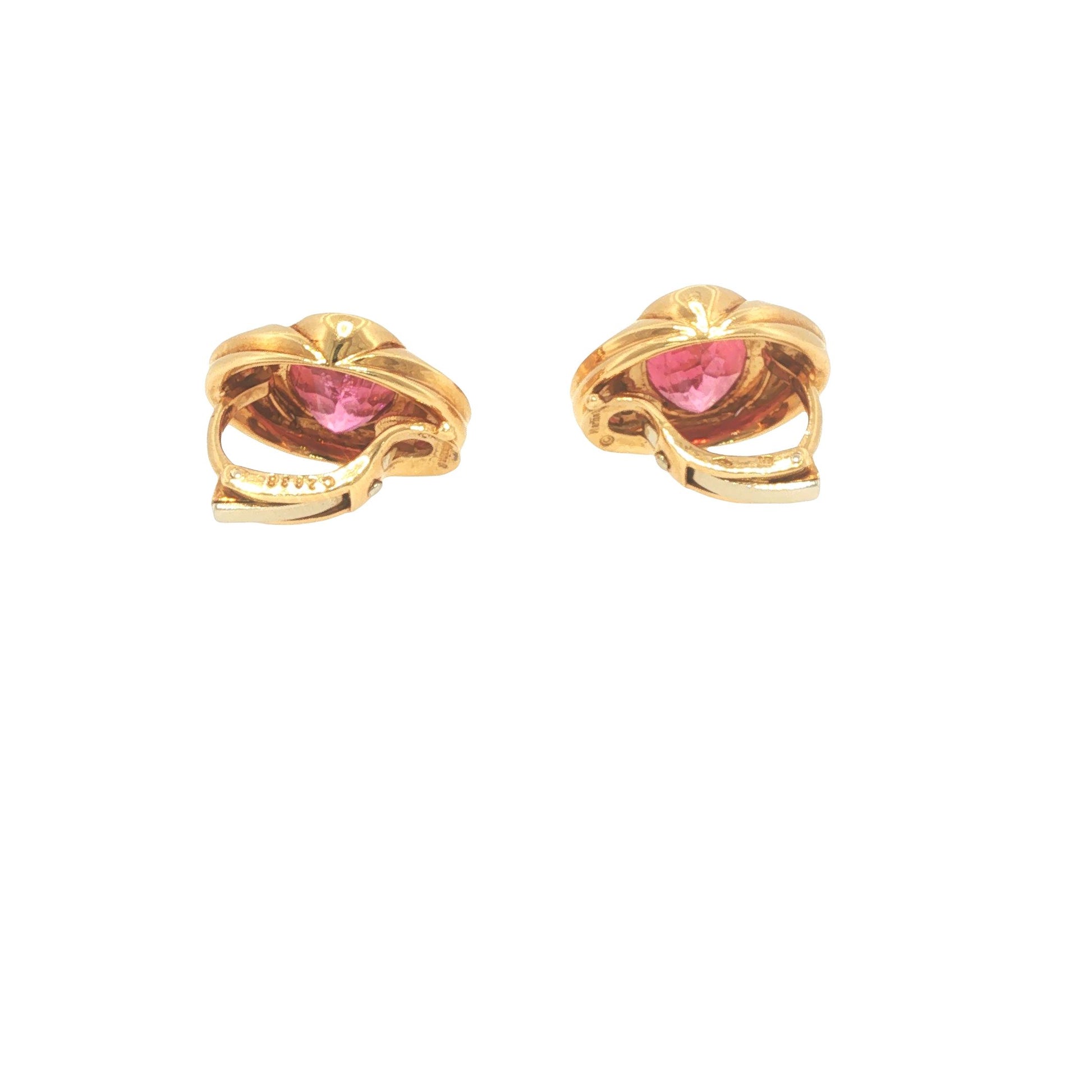 Marina B. 18K Gold Oval Pink Tourmaline Earrings