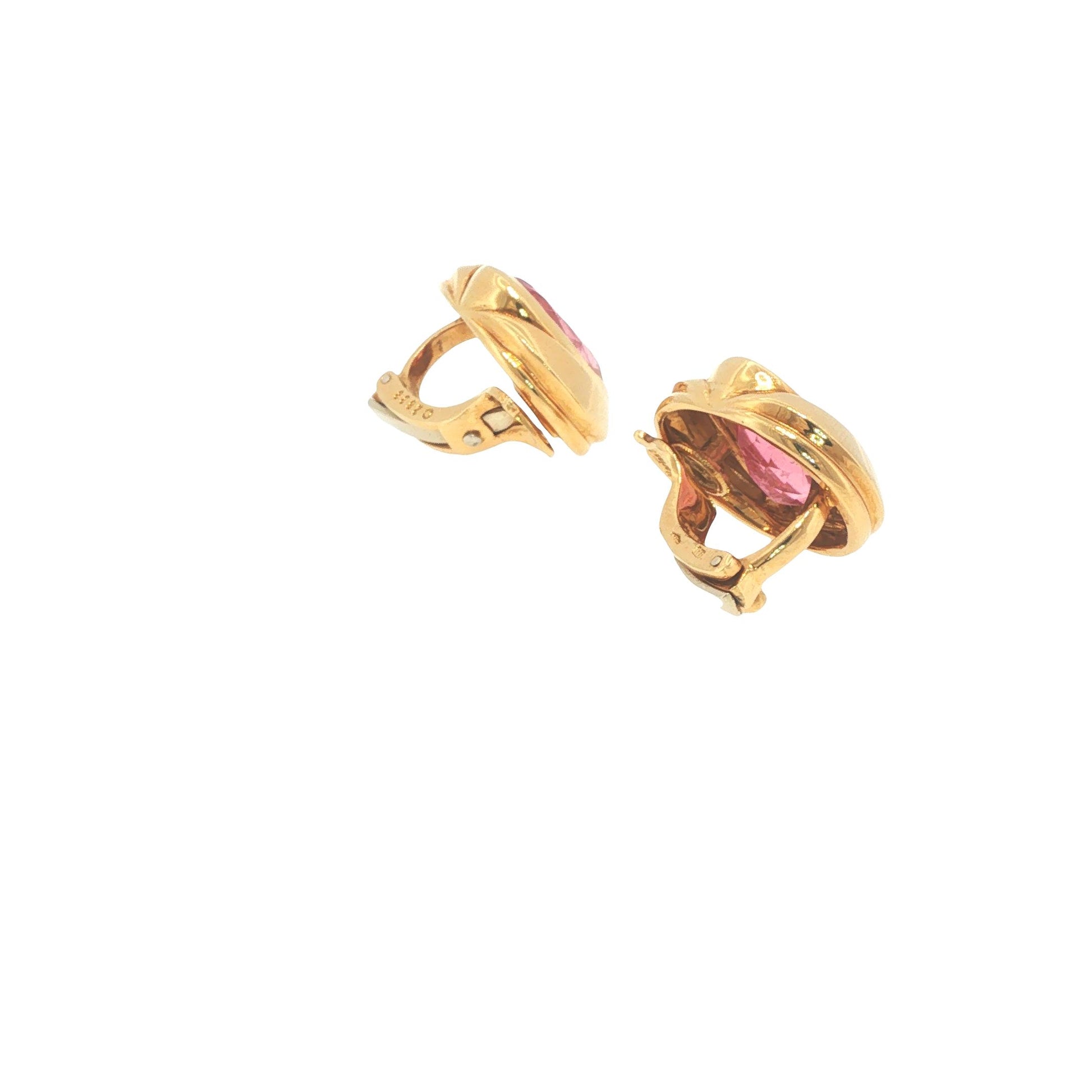 Marina B. 18K Gold Oval Pink Tourmaline Earrings