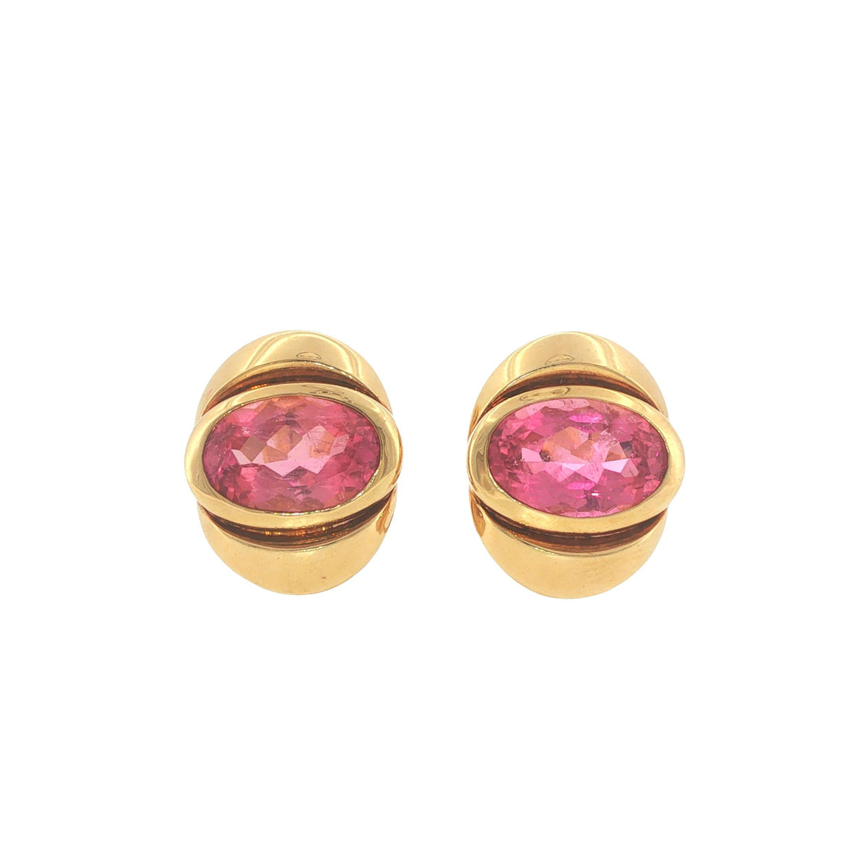 Marina B. 18K Gold Oval Pink Tourmaline Earrings