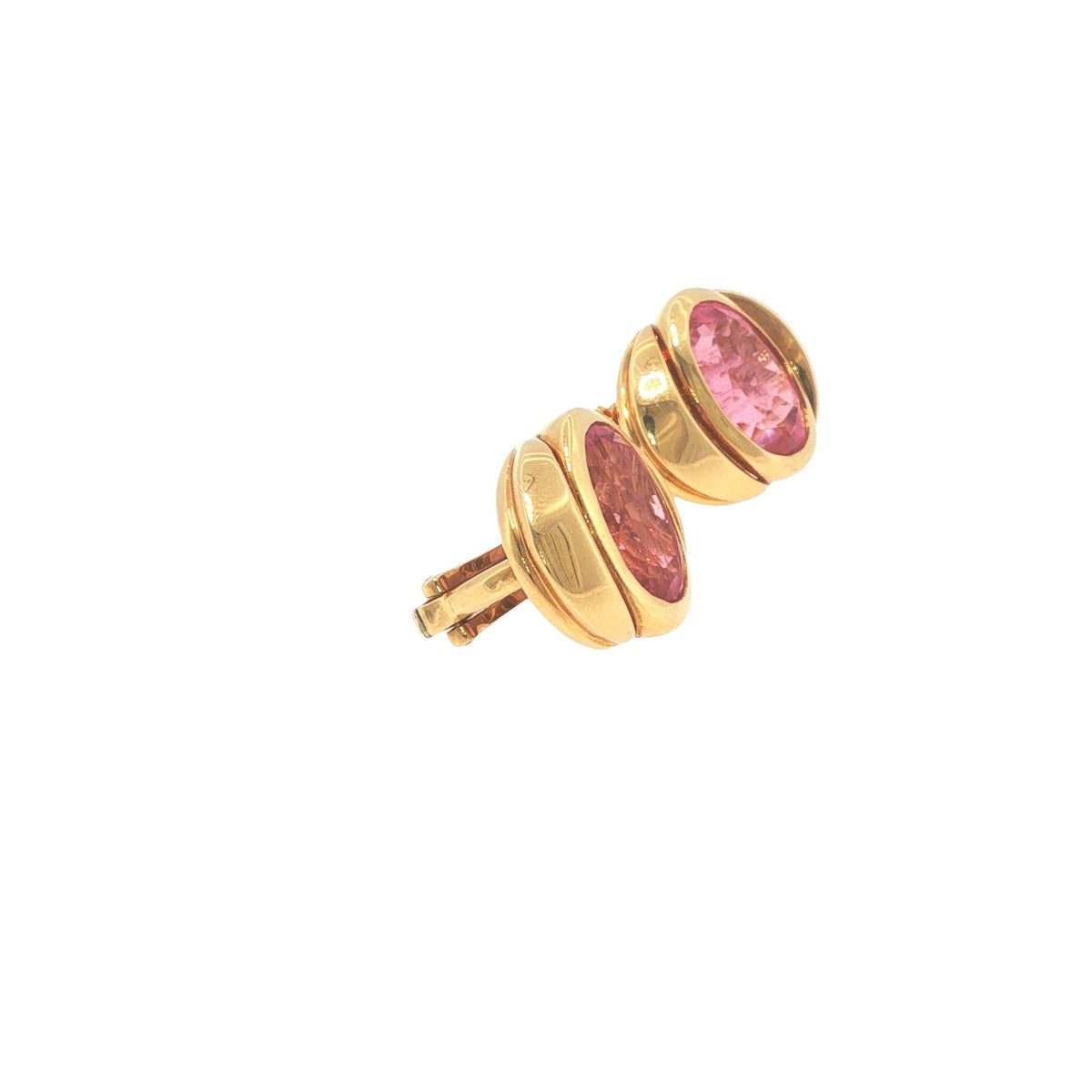 Marina B. 18K Gold Oval Pink Tourmaline Earrings