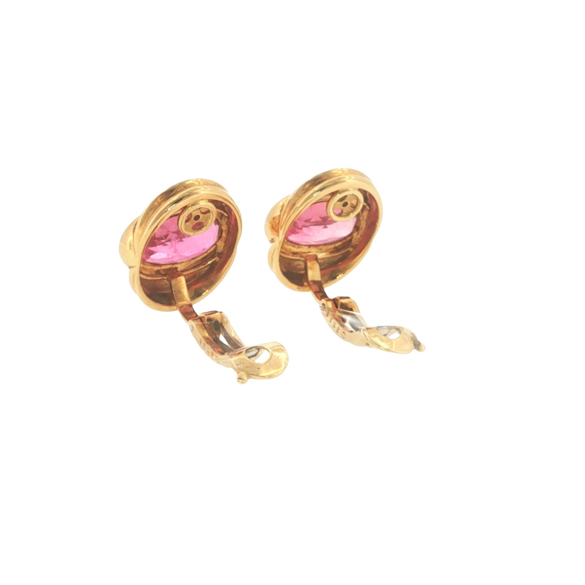 Marina B. 18K Gold Oval Pink Tourmaline Earrings