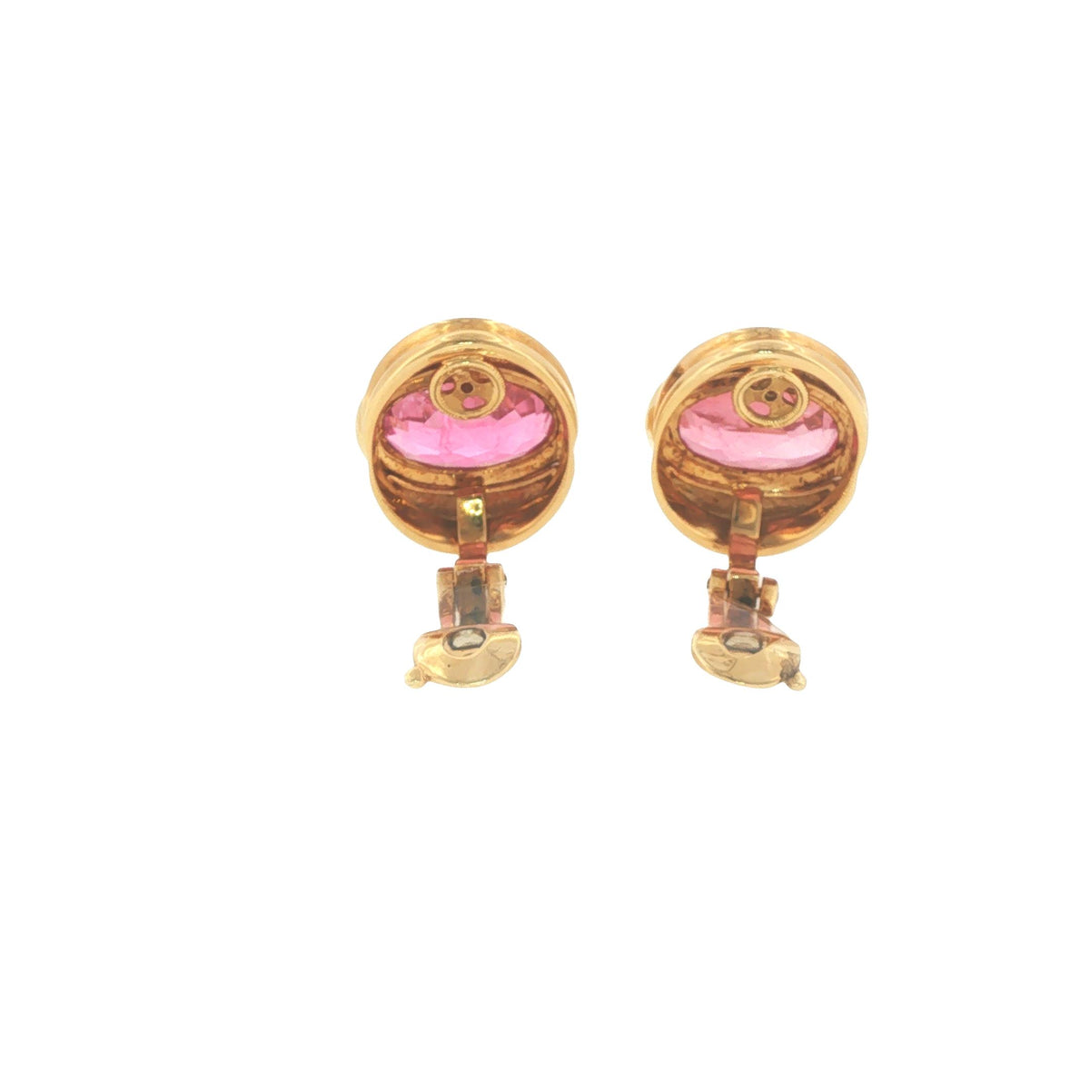 Marina B. 18K Gold Oval Pink Tourmaline Earrings