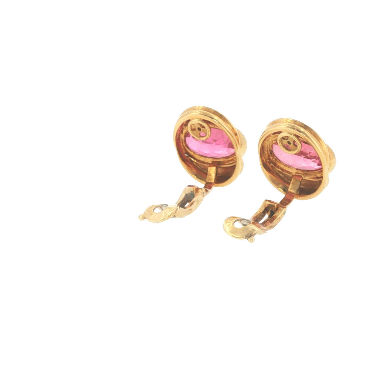 Marina B. 18K Gold Oval Pink Tourmaline Earrings