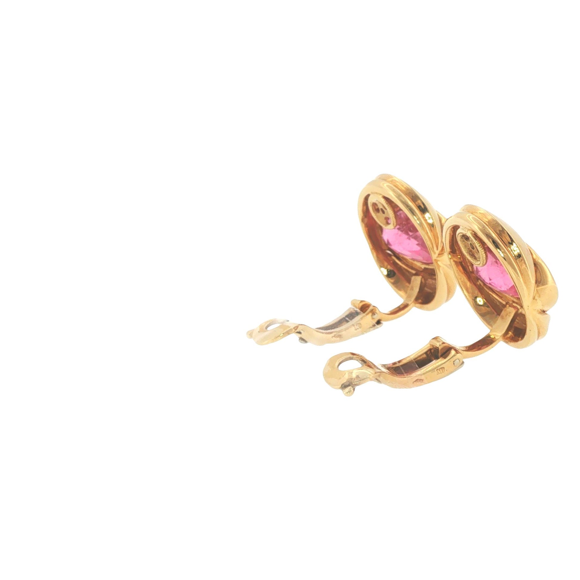 Marina B. 18K Gold Oval Pink Tourmaline Earrings