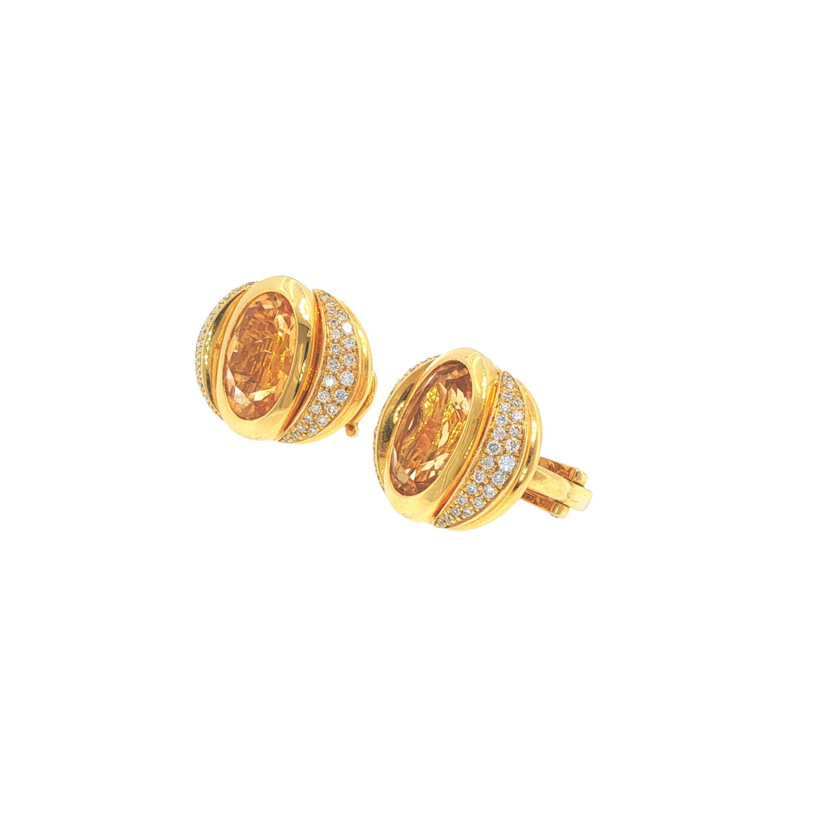 Marina B 18K Gold Oval Citrine Diamond Earrings