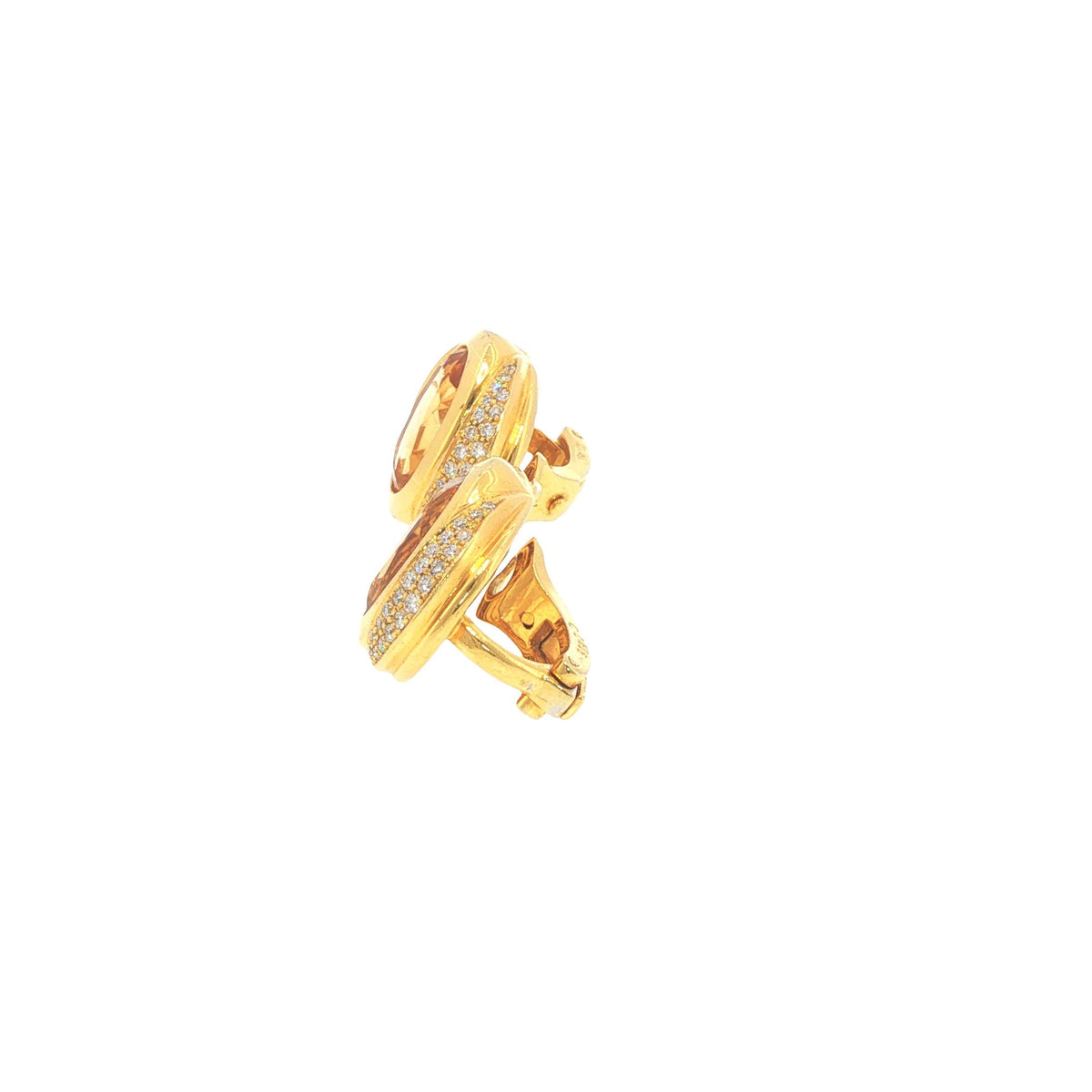 Marina B 18K Gold Oval Citrine Diamond Earrings