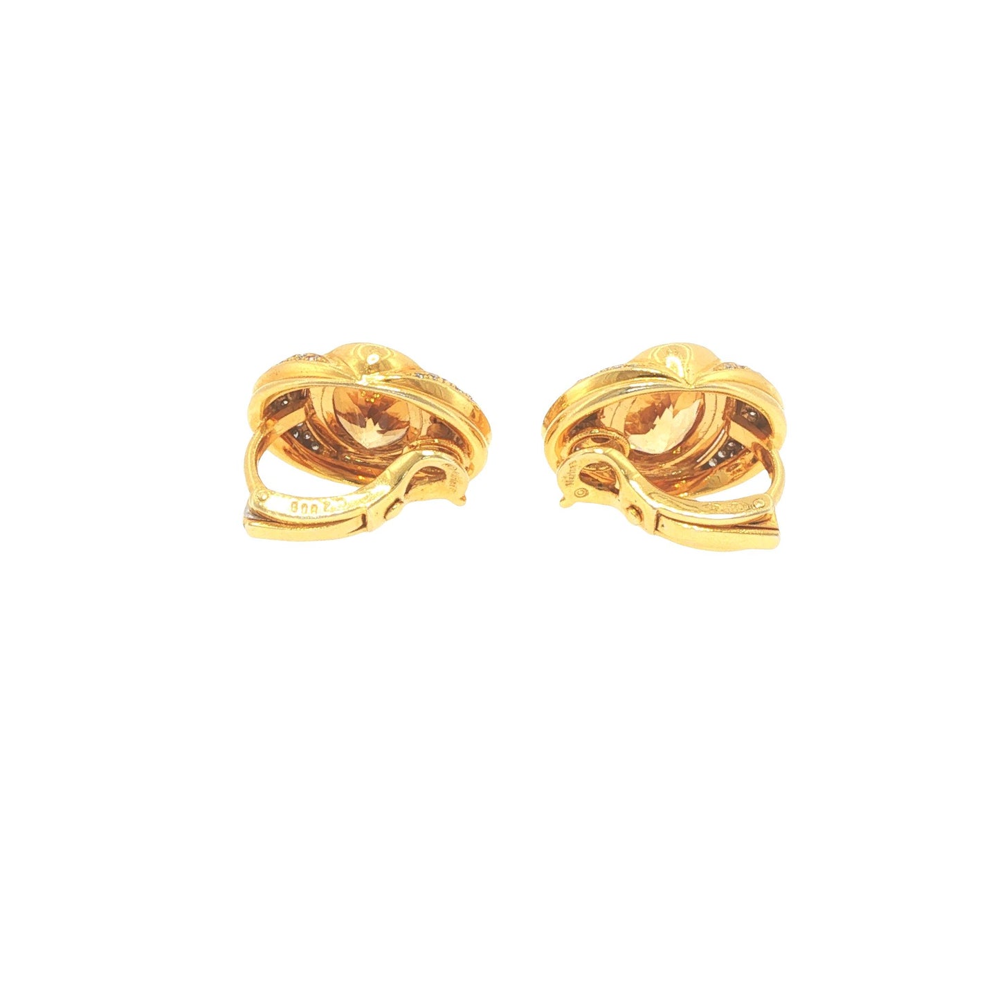 Marina B 18K Gold Oval Citrine Diamond Earrings