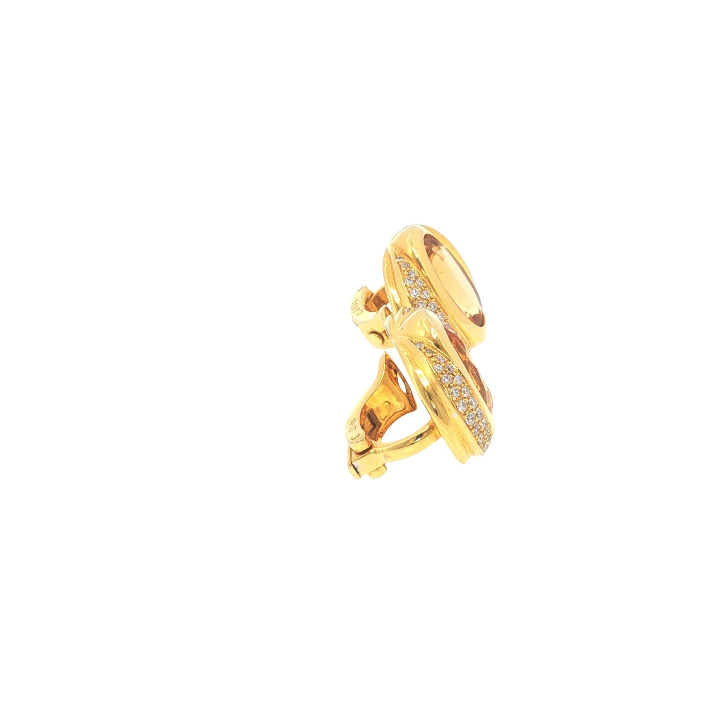 Marina B 18K Gold Oval Citrine Diamond Earrings