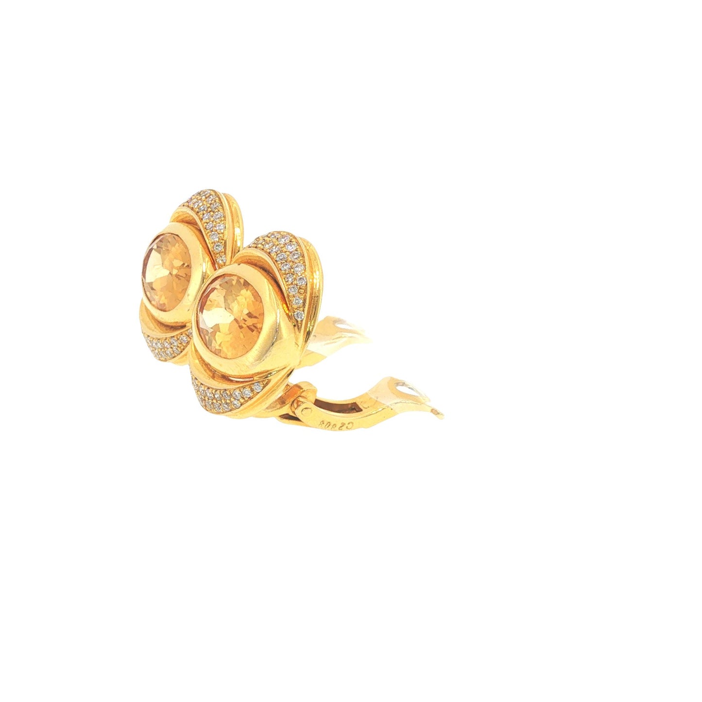Marina B 18K Gold Oval Citrine Diamond Earrings