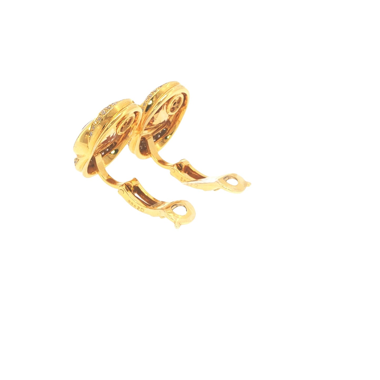 Marina B 18K Gold Oval Citrine Diamond Earrings