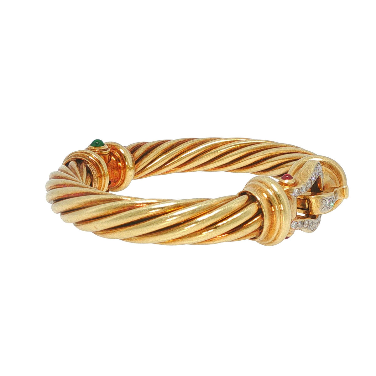 David Yurman Vintage 14k Yellow Gold Diamond Buckle Cable Renaissance Bracelet