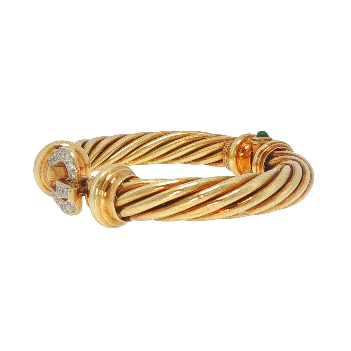 David Yurman Vintage 14k Yellow Gold Diamond Buckle Cable Renaissance Bracelet