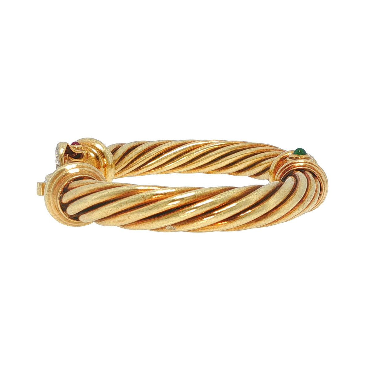 David Yurman Vintage 14k Yellow Gold Diamond Buckle Cable Renaissance Bracelet