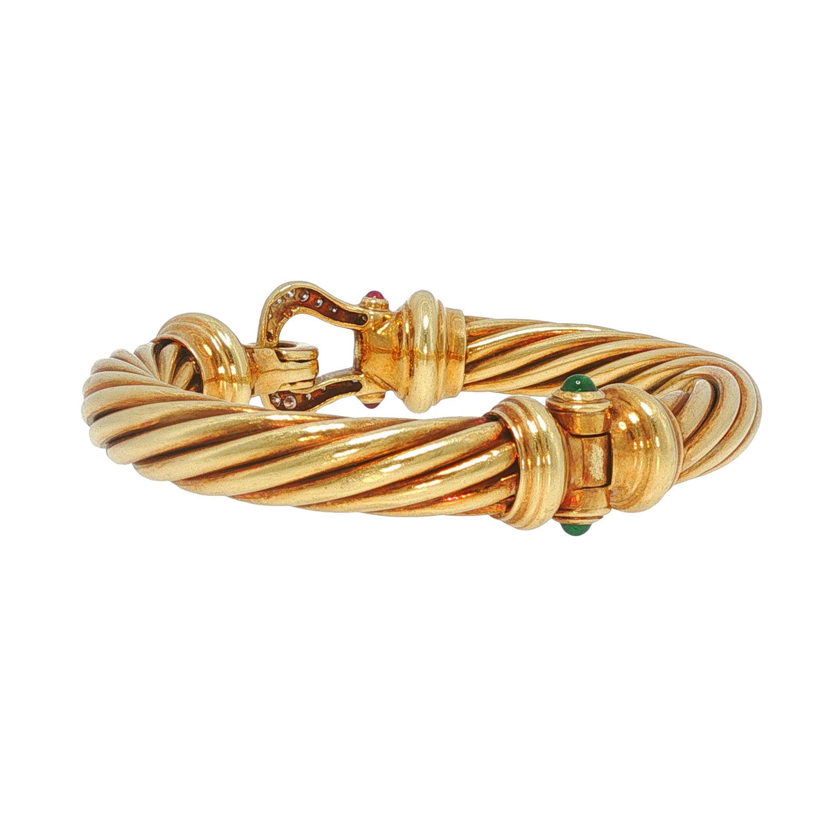 David Yurman Vintage 14k Yellow Gold Diamond Buckle Cable Renaissance Bracelet