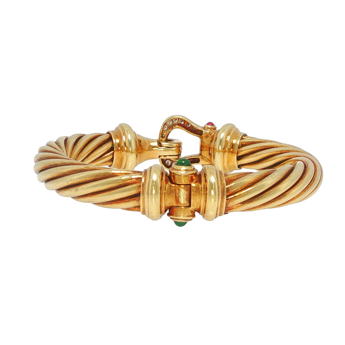 David Yurman Vintage 14k Yellow Gold Diamond Buckle Cable Renaissance Bracelet