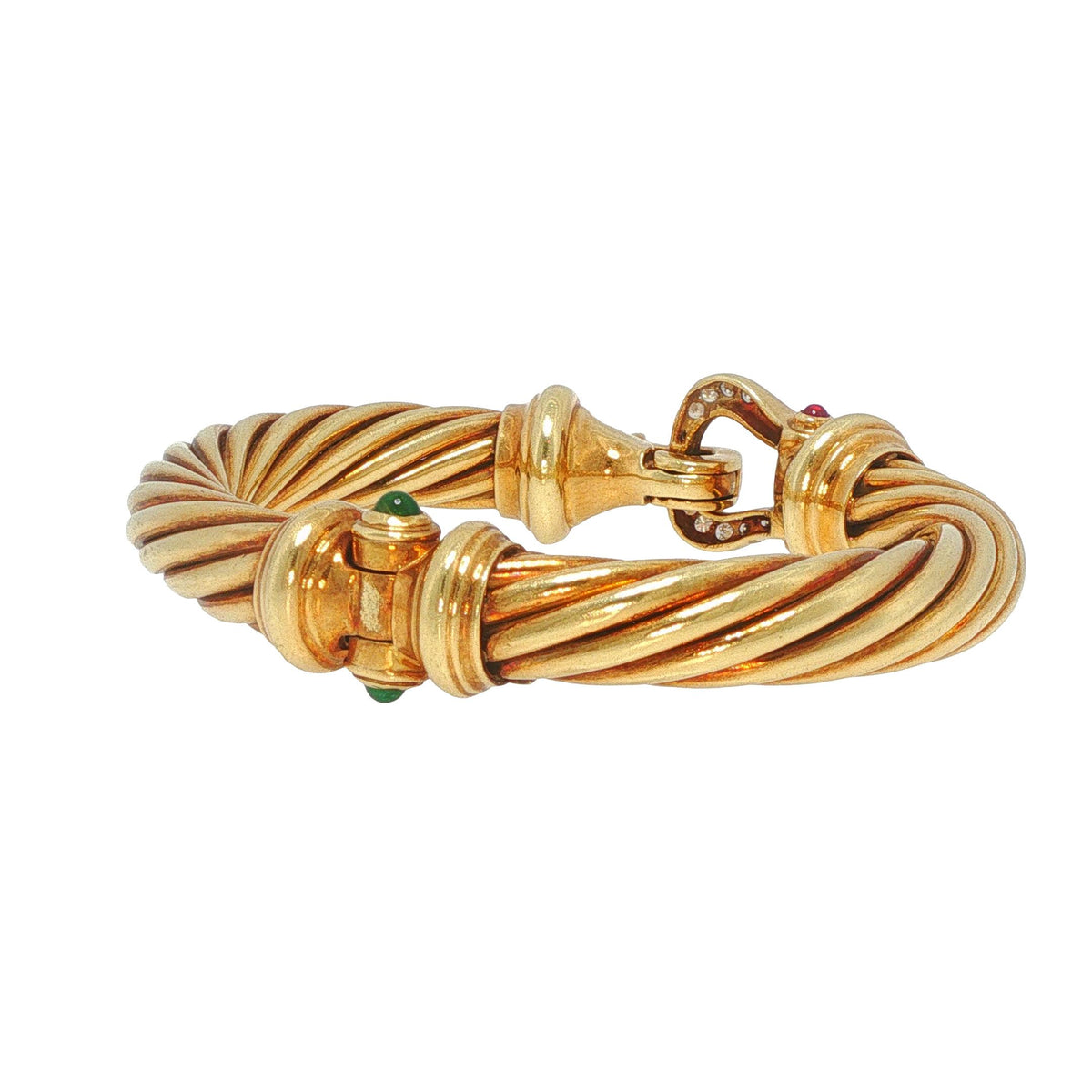 David Yurman Vintage 14k Yellow Gold Diamond Buckle Cable Renaissance Bracelet