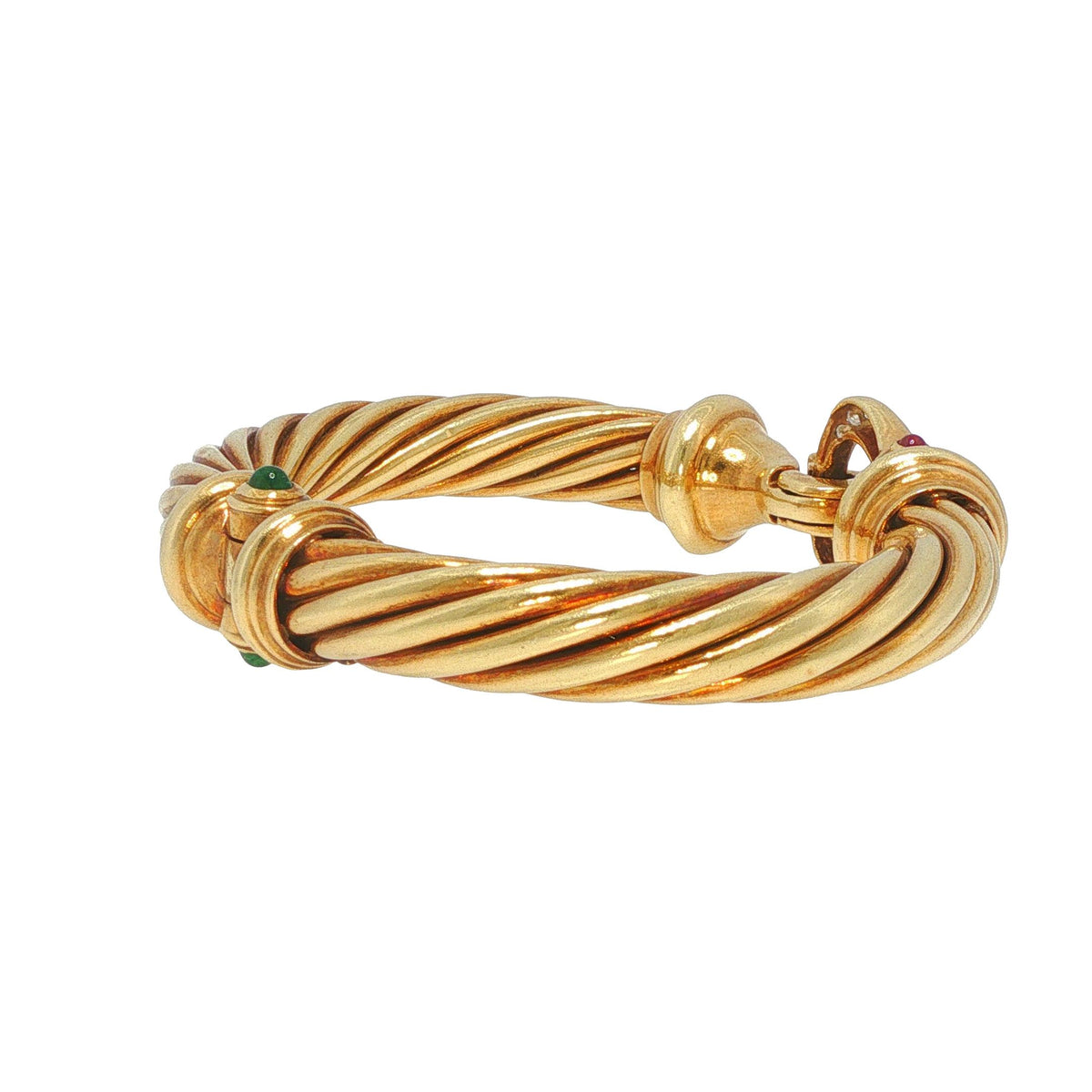David Yurman Vintage 14k Yellow Gold Diamond Buckle Cable Renaissance Bracelet