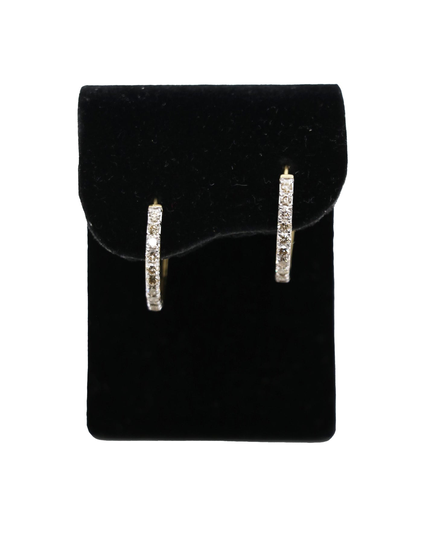 Vintage 10K Gold Diamond Hoop Earrings