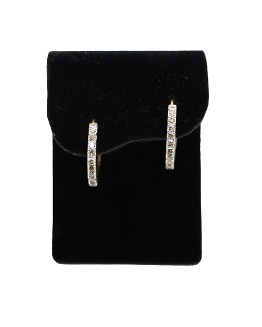 Vintage 10K Gold Diamond Hoop Earrings