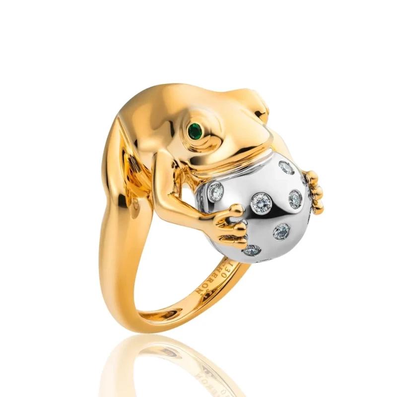 Boucheron 18K Gold Diamond & Tsavorite Frog Ring