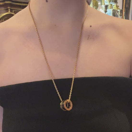 Bulgari B.Zero 18K Rose Gold Black Ceramic Necklace