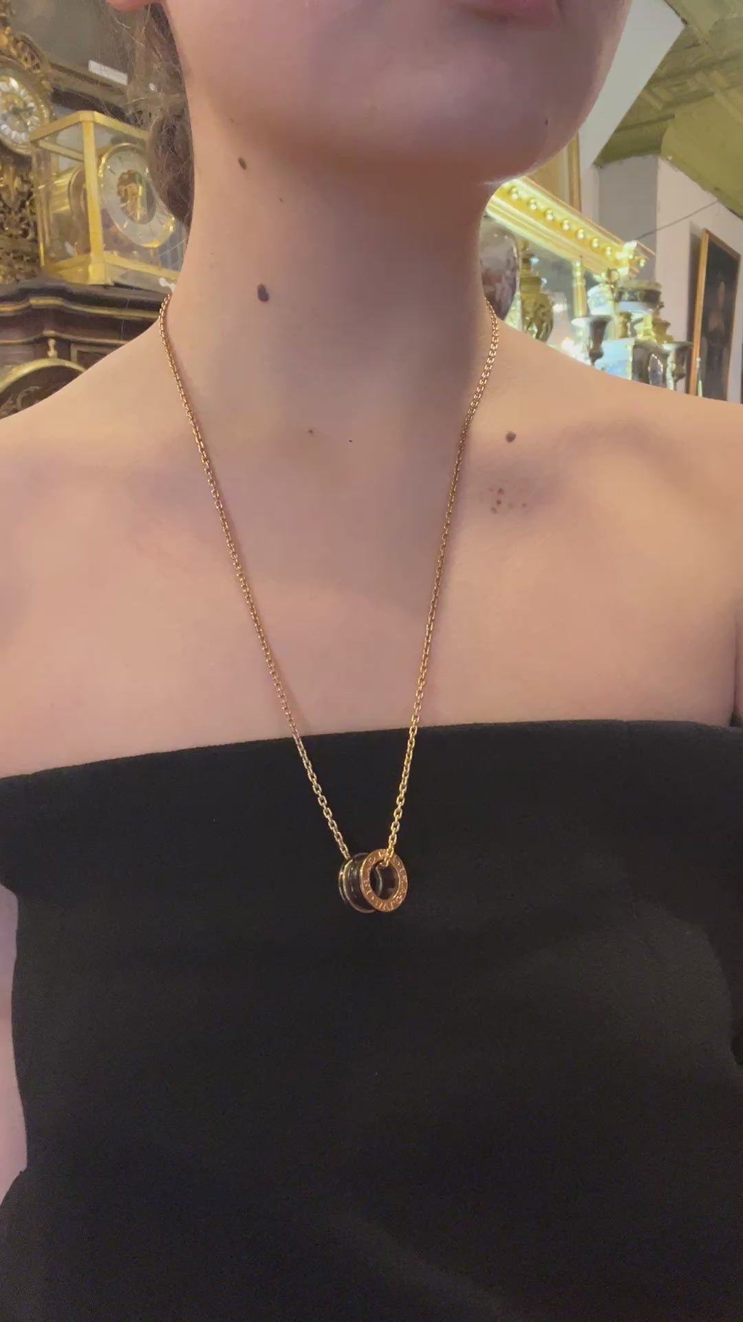 Bulgari B.Zero 18K Rose Gold Black Ceramic Necklace