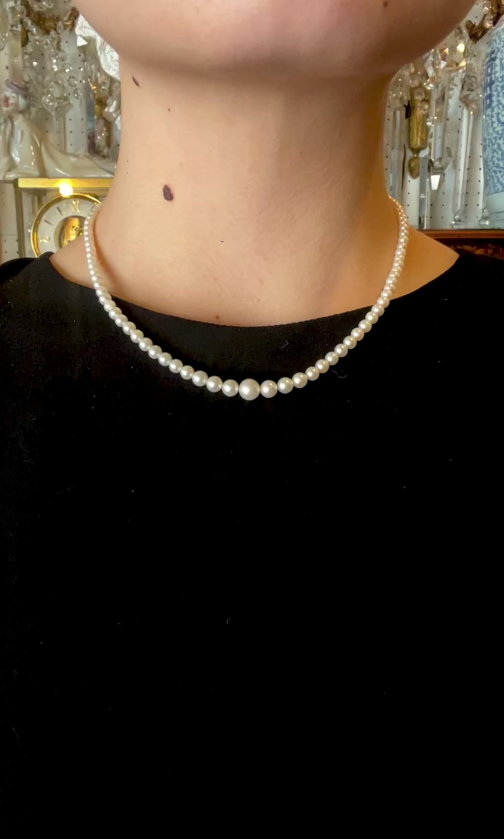 14K White Gold Natural Pearl Necklace