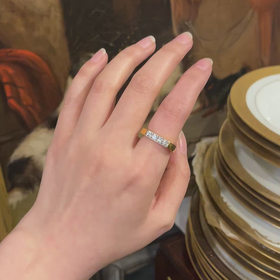 David Webb 18K Gold Diamonds Square Ring