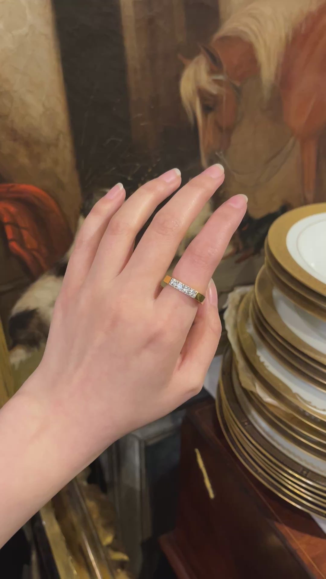 David Webb 18K Gold Diamonds Square Ring