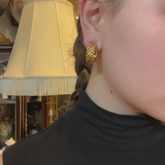 Tiffany & Co. Vannerie 18k Gold Woven Hoop Earrings